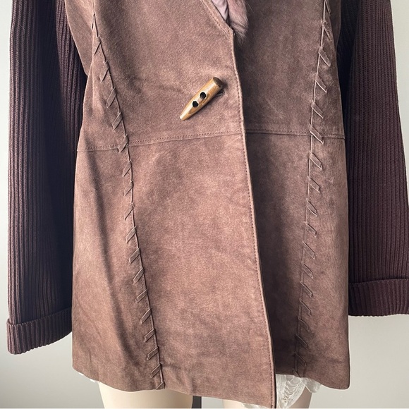 Vintage Nygard Genuine Suede & Rabbit Fur Toggle Mixed Media Jacket Brown Large - Picture 8 of 10